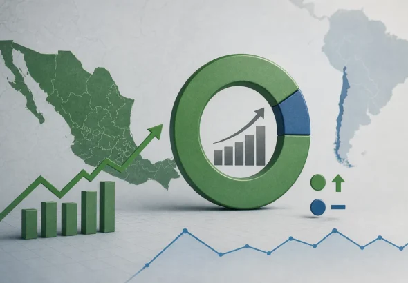 Gráfica comparativa de la actividad económica de México y Chile en 2026