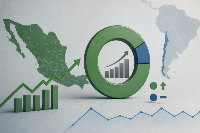 Gráfica comparativa de la actividad económica de México y Chile en 2026