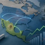 Gráfico conceptual sobre el repunte de la economía mexicana y su comparación con Estados Unidos en el tercer trimestre de 2026