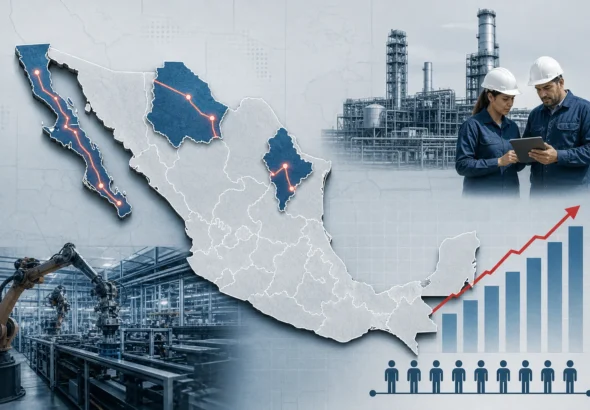 Mapa de México que muestra la concentración regional del empleo y los establecimientos IMMEX en agosto de 2026