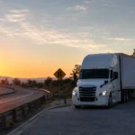 Tractocamión detenido en un parador junto a una carretera de cuota en México
