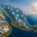 Mapa de México con proyectos de transmisión de la CFE y centrales híbridas en Baja California Sur