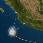 Mapa de la tormenta tropical Vance frente al Pacífico mexicano sin alertas costeras