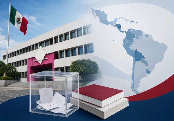 Sede del INE y documentos sobre la sucesión de la presidencia electoral